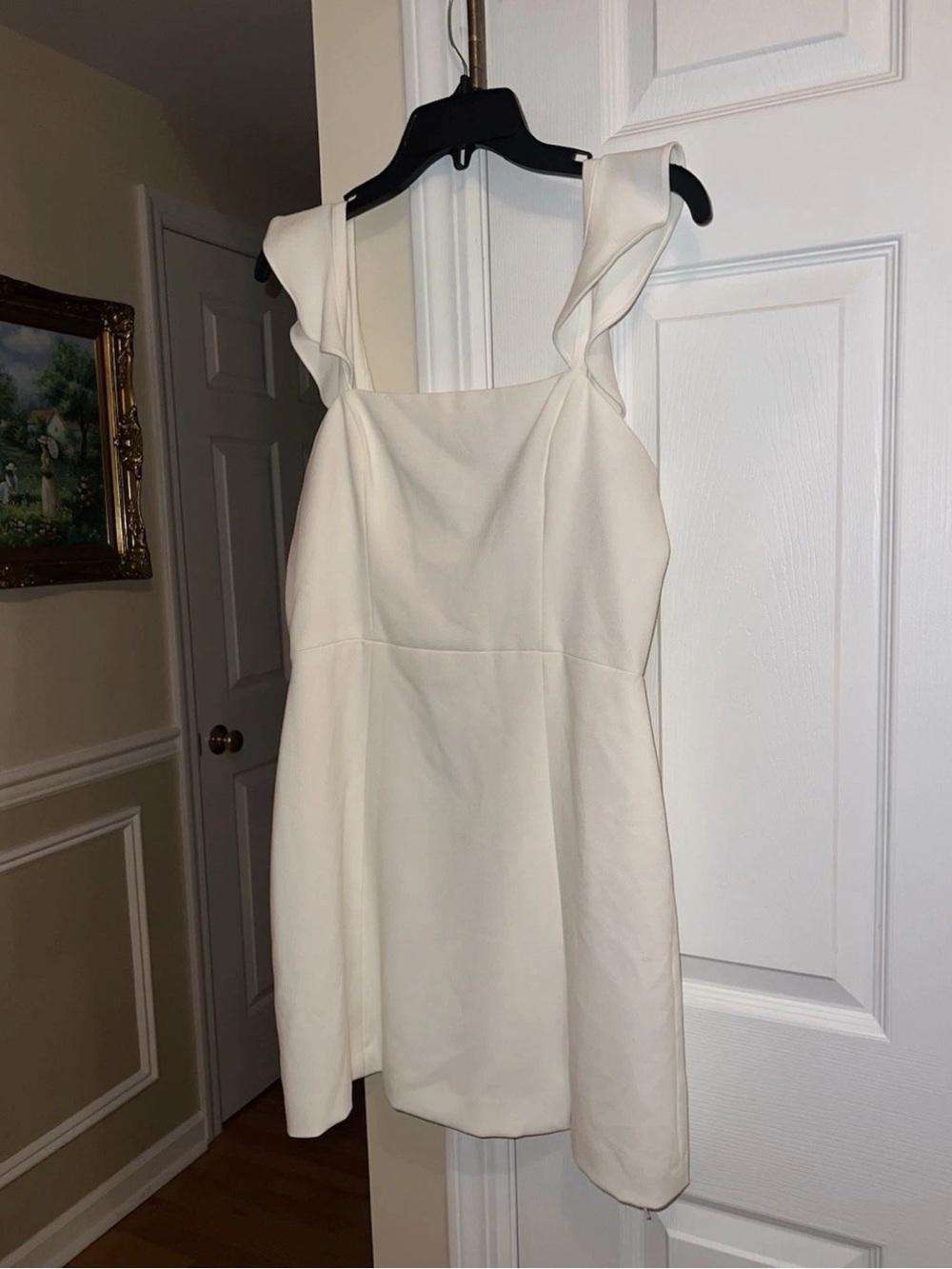 French Connection Women’s White Ruffle Strap A-Line Short Dress - Size 8